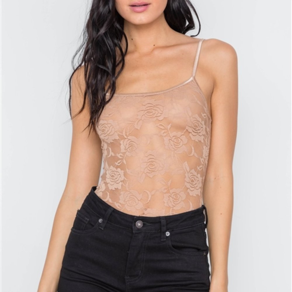 Beige/Tan Floral Lace Cami